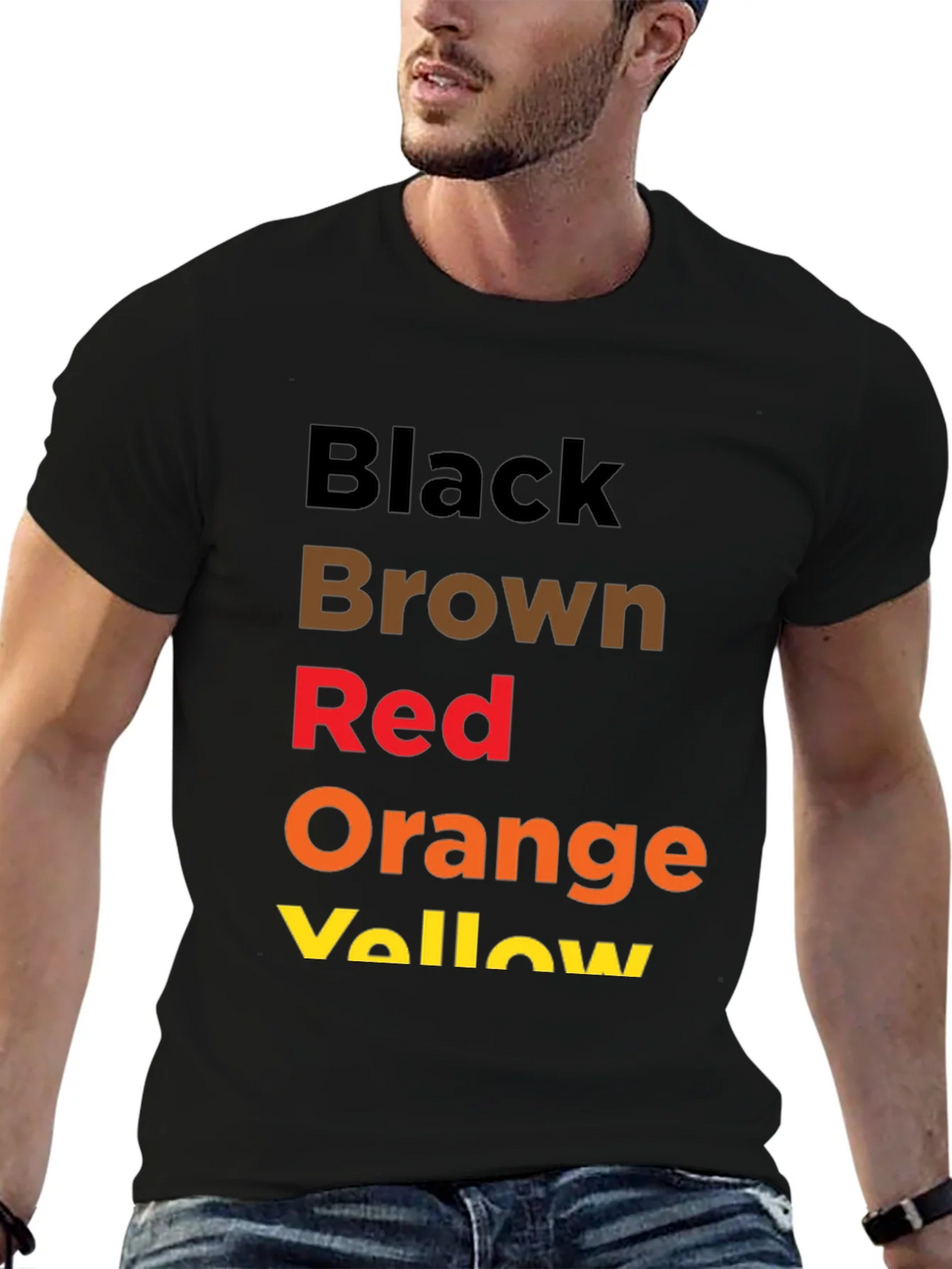 Color Block Mens Crewneck T-Shirt