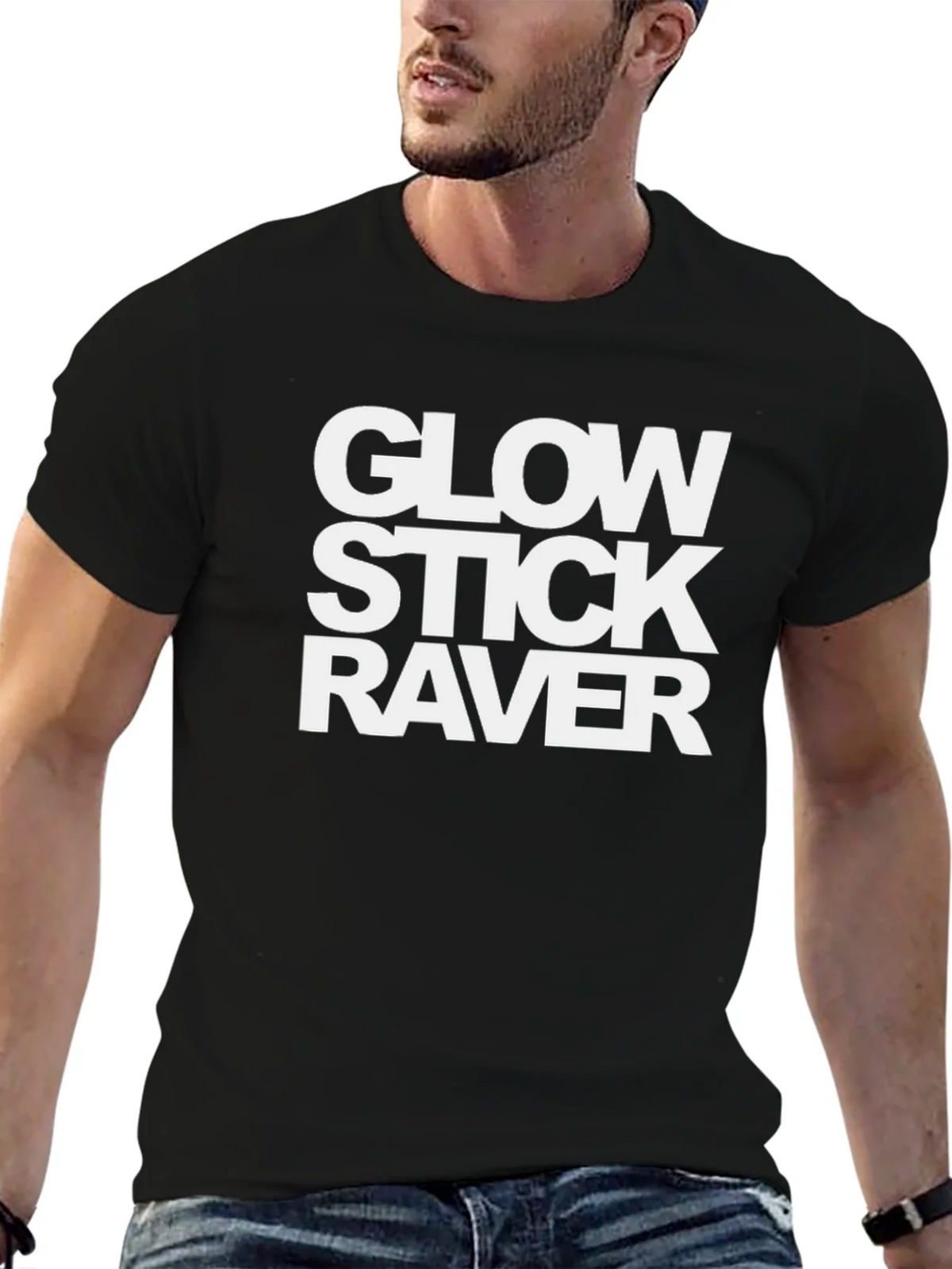 Glow Stick Raver Black Tee - EDM Festival Ready!
