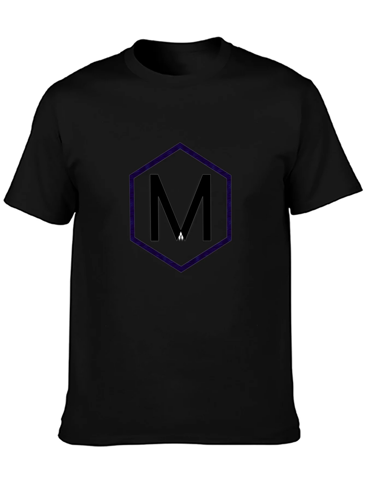 Mens Black T-Shirt with Hexagon M Design