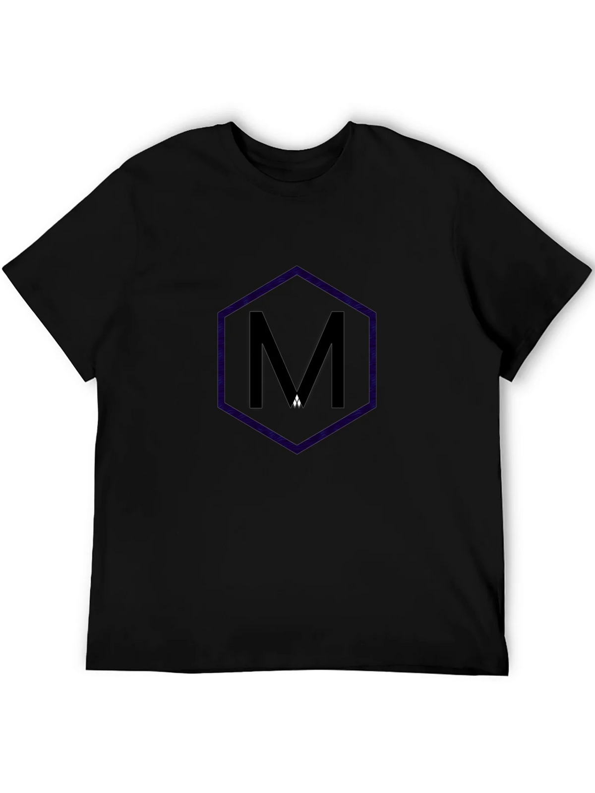 Mens Black T-Shirt with Hexagon M Design