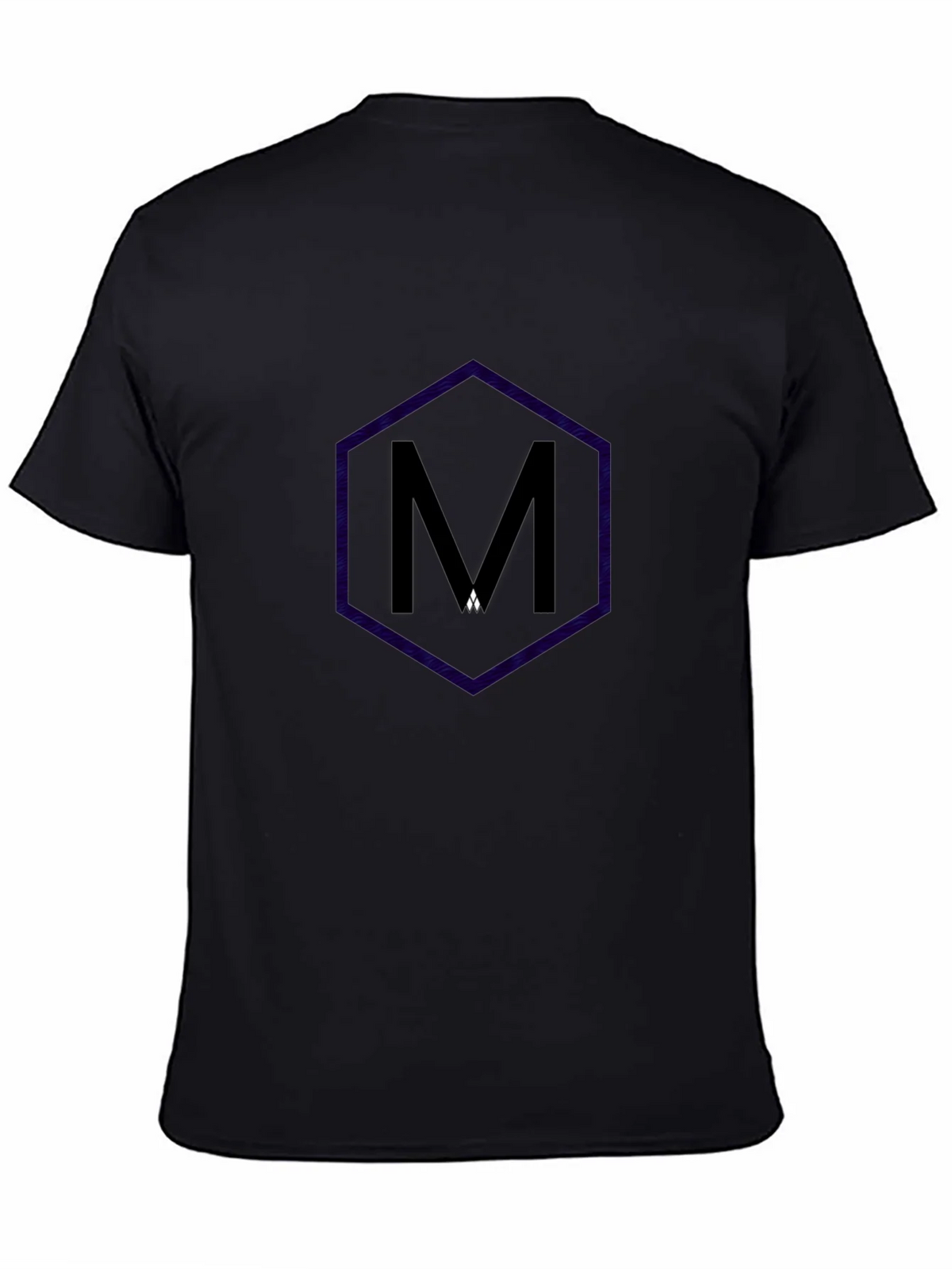 Mens Black T-Shirt with Hexagon M Design