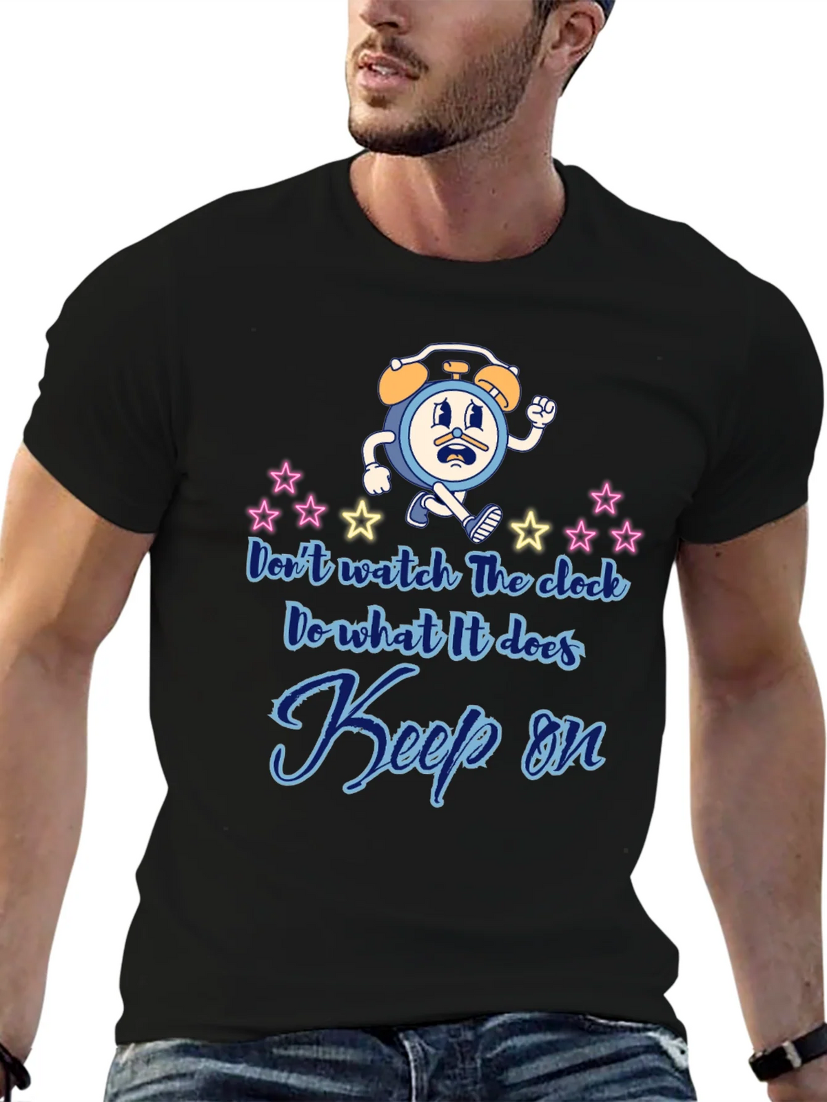 Keep On T-Shirt - Fun Cartoon Clock Graphic Tee