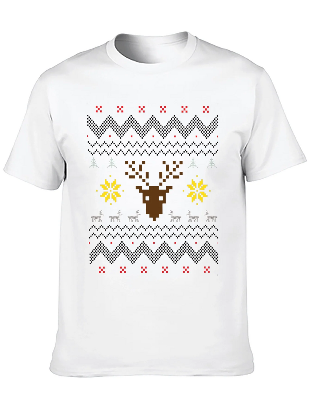 Pixel Art Christmas Deer Graphic Tee