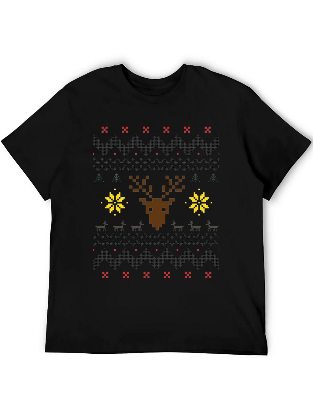 Pixel Art Christmas Deer Graphic Tee