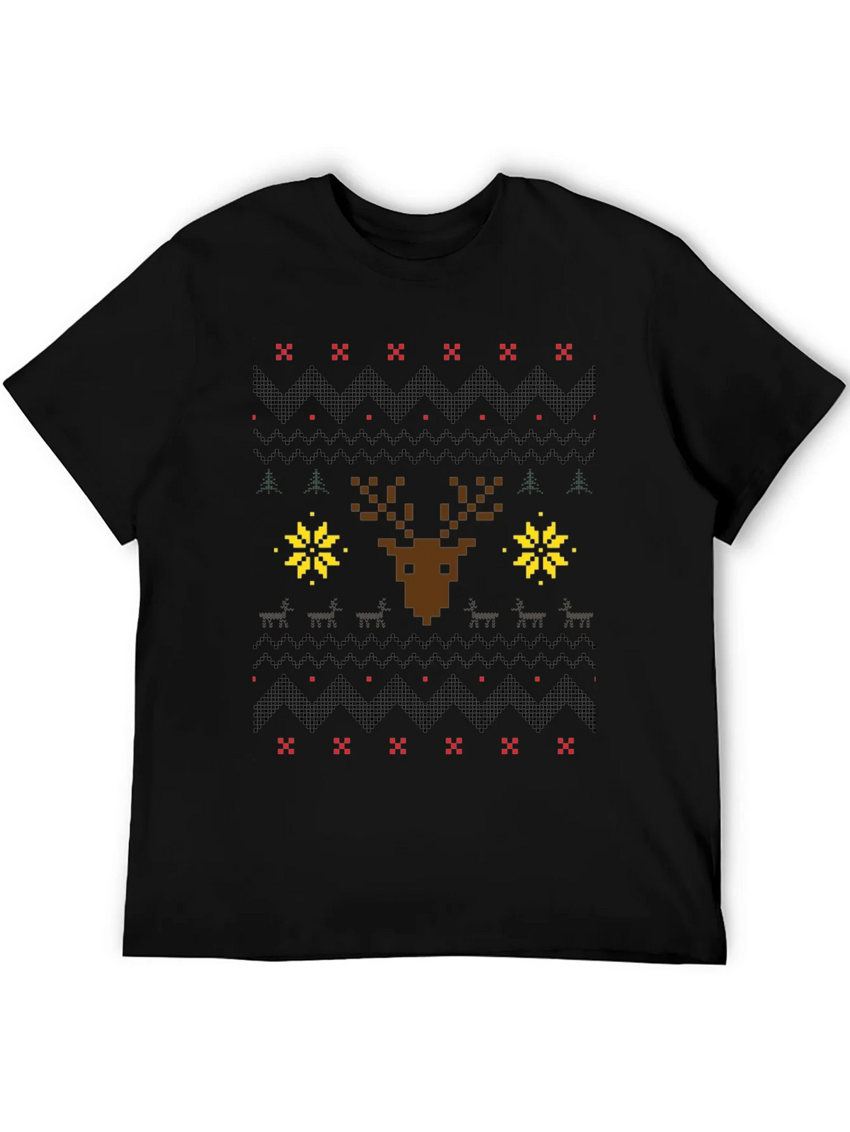 Pixel Art Christmas Deer Graphic Tee