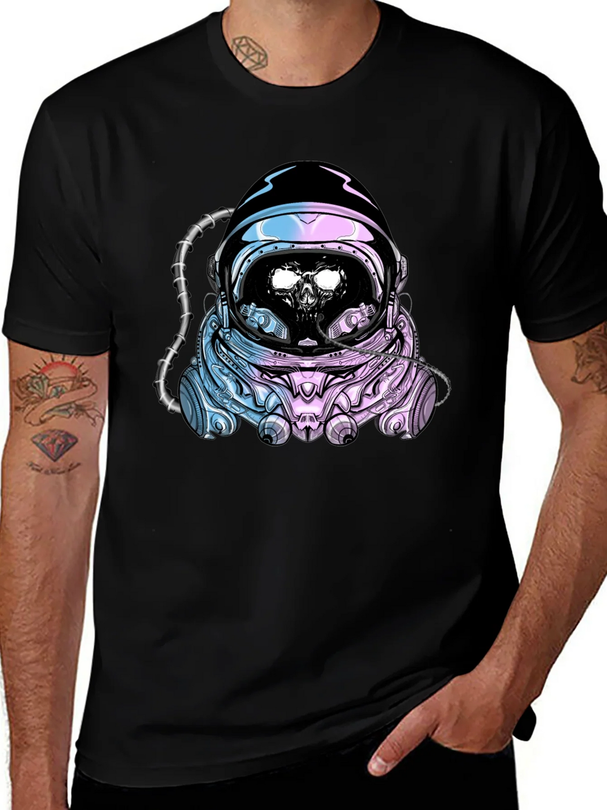 Skull Astronaut Graphic Tee - Black
