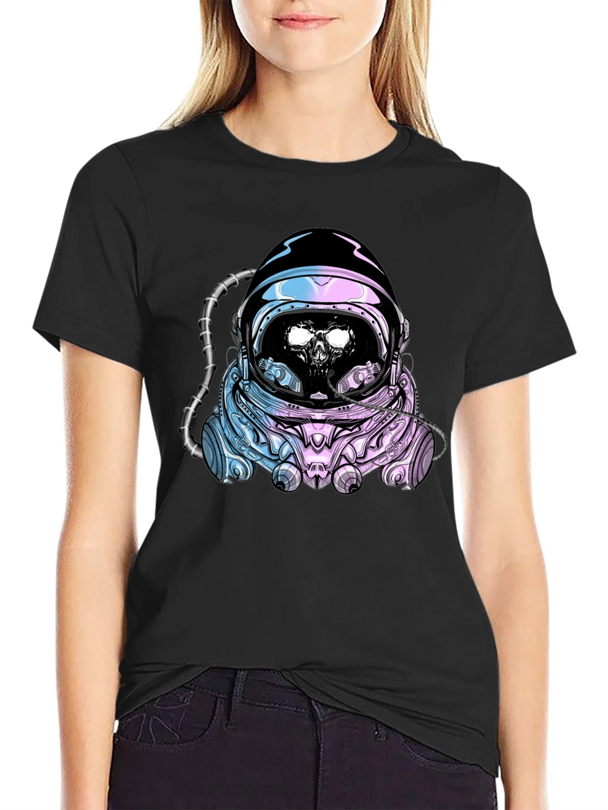 Skull Astronaut Graphic Tee - Black