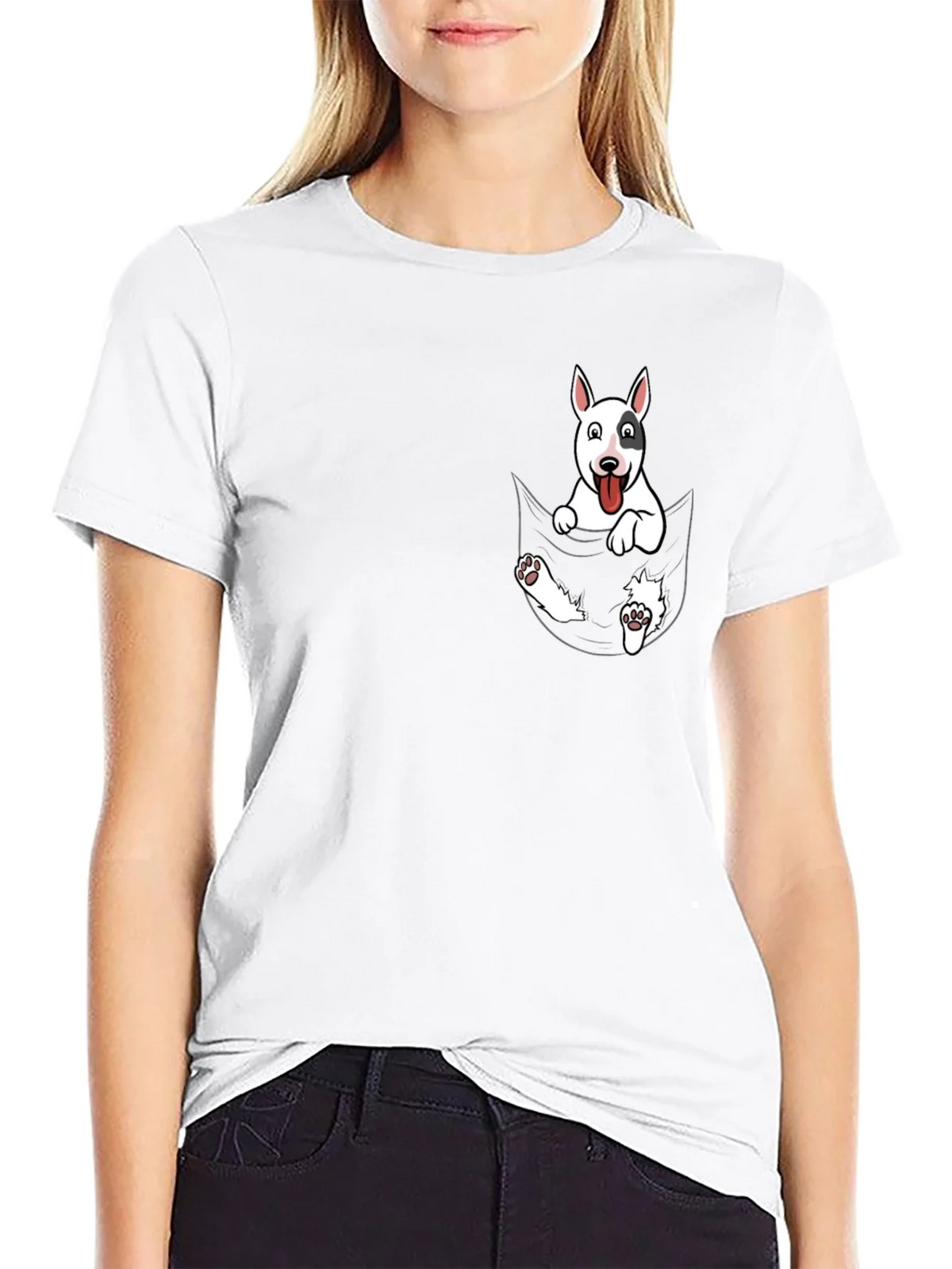 Dog Pocket T-Shirt - Black Bull Terrier Tee