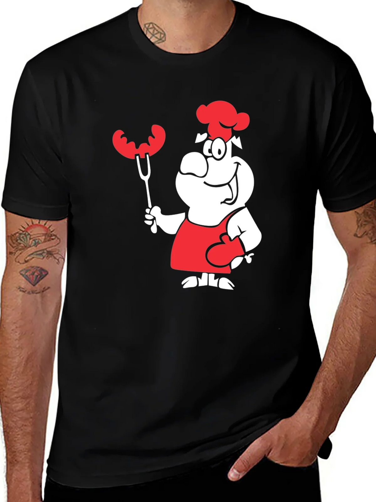 Chef Cartoon Graphic T-Shirt BBQ Grill Master Design