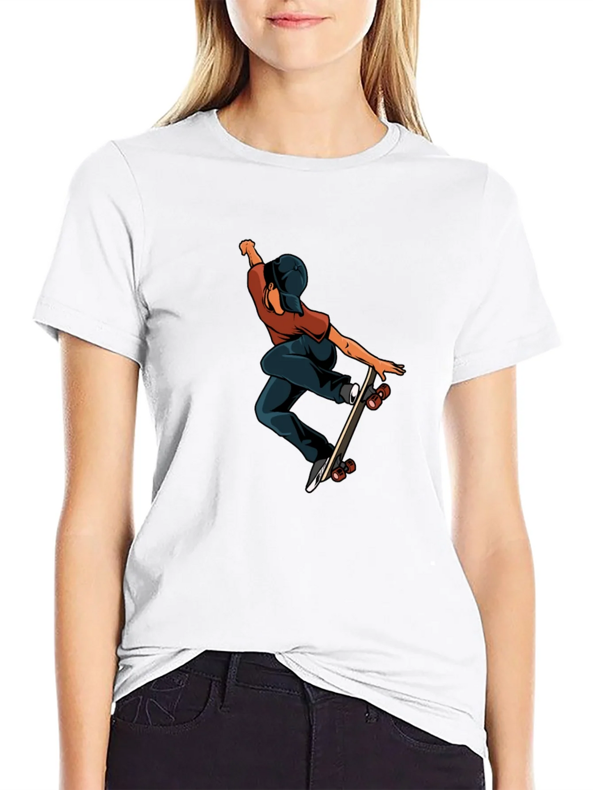 Skateboard Graphic Tee - Cool Black Cotton T-Shirt