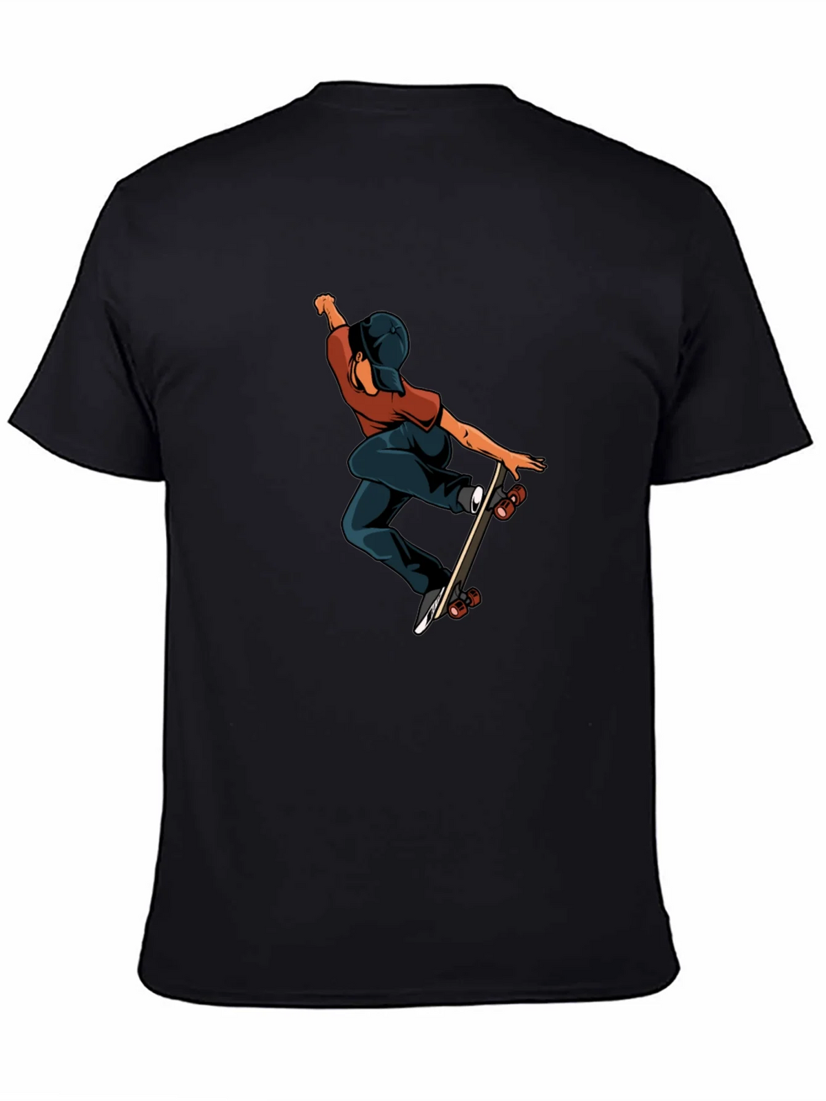 Skateboard Graphic Tee - Cool Black Cotton T-Shirt