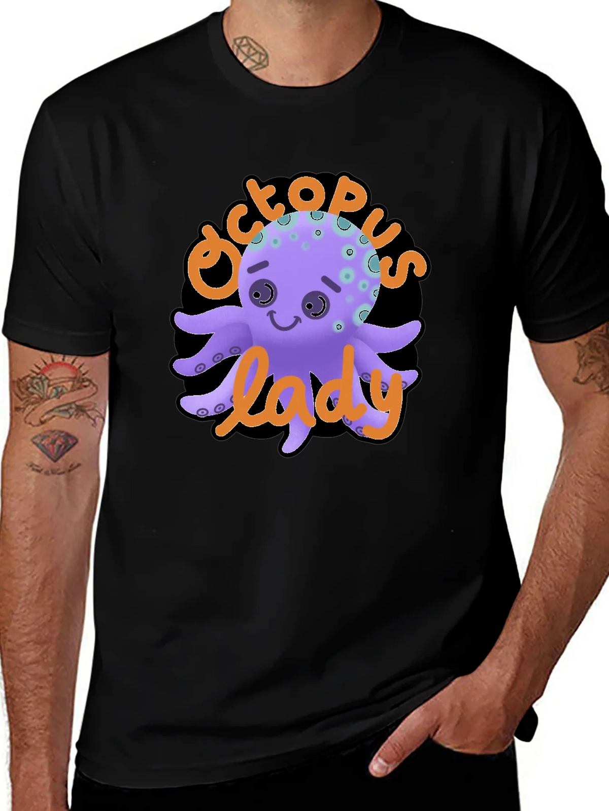 Octopus Lady Graphic Tee - Unique Black T-Shirt