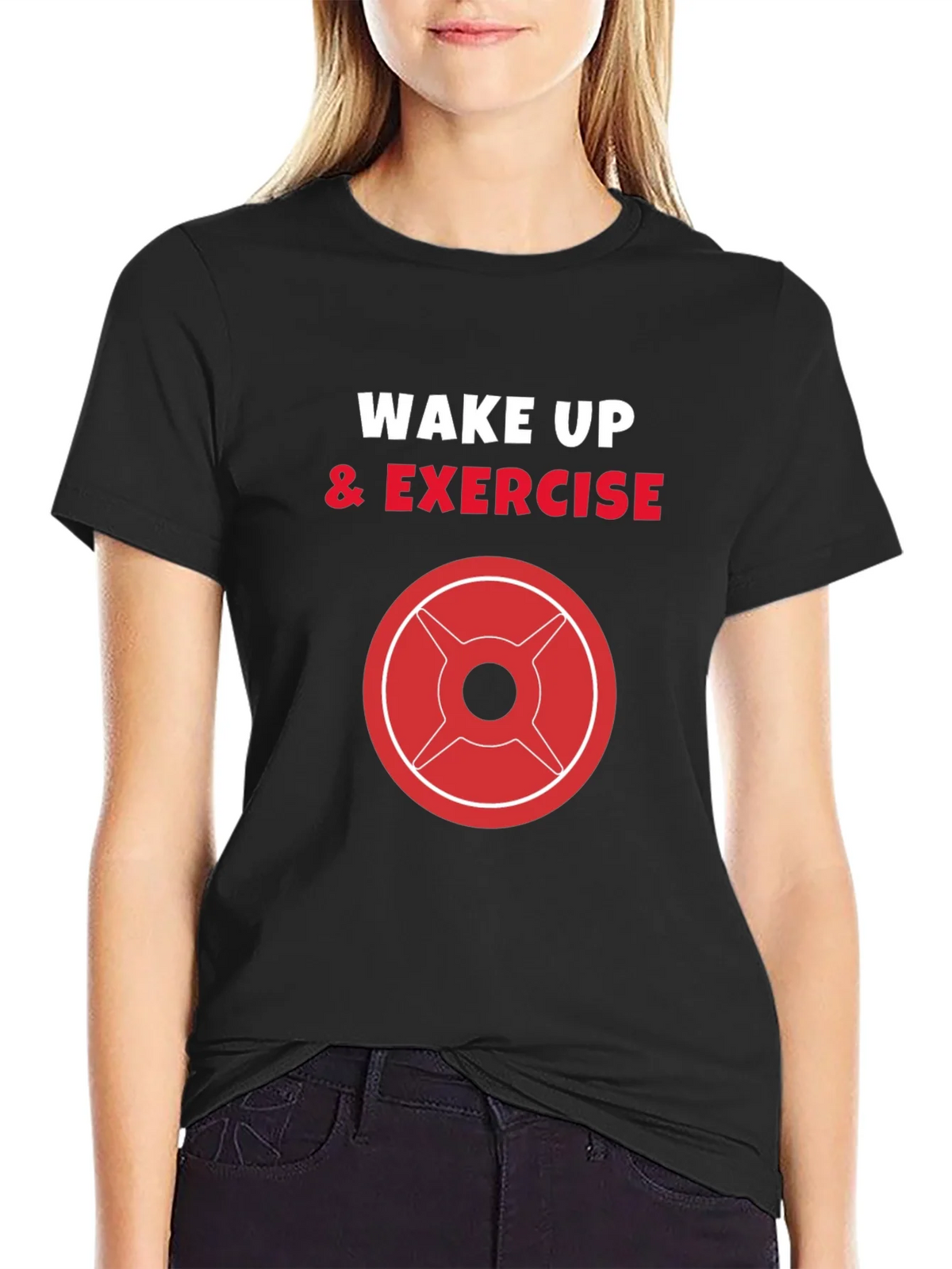 Wake Up & Exercise Black Graphic Tee