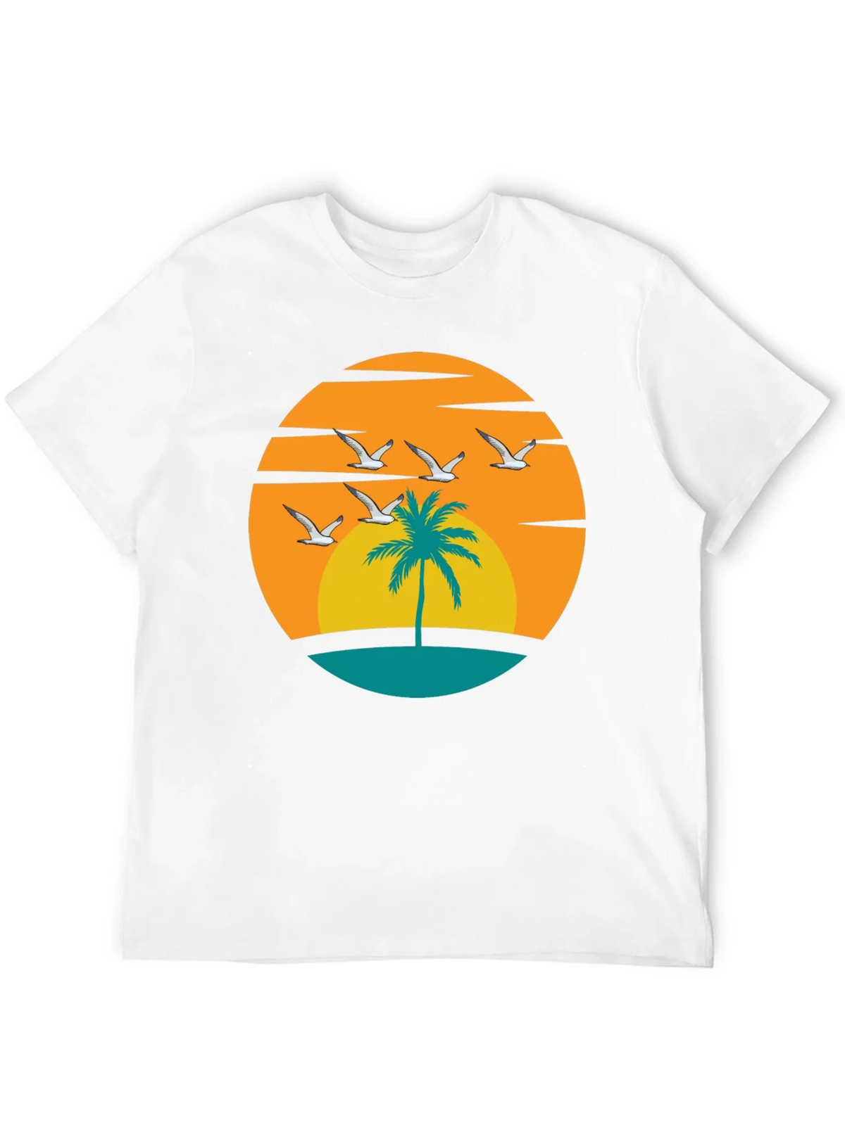 Sunset Palm Tree Graphic Tee - Black