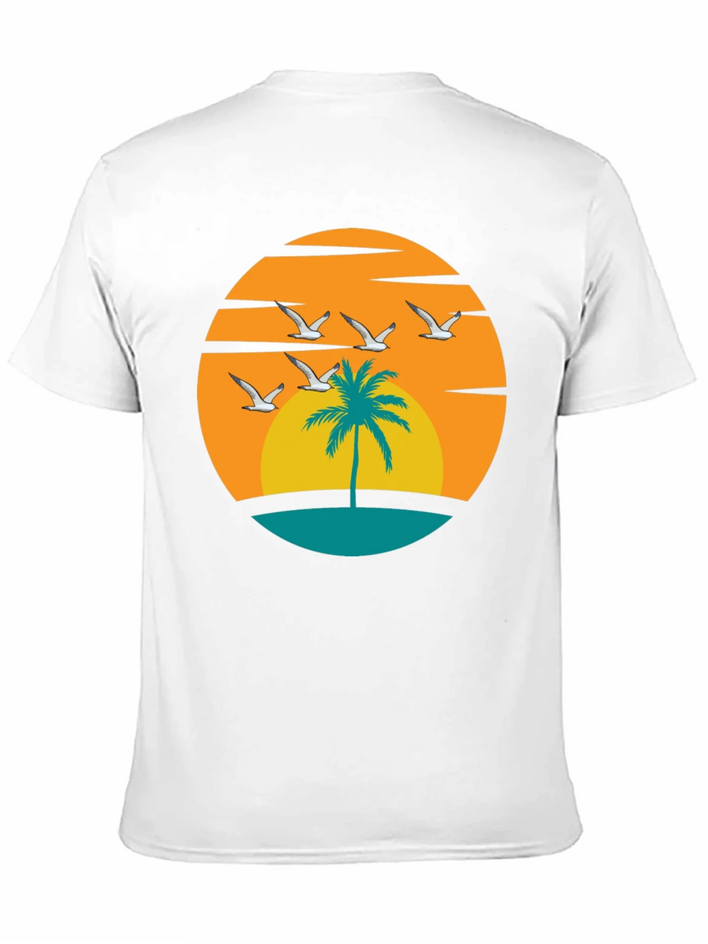 Sunset Palm Tree Graphic Tee - Black