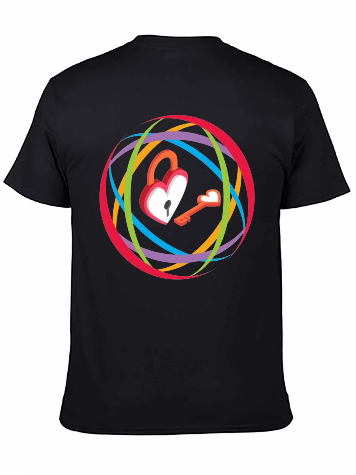 Heart Lock & Key Graphic T-Shirt - Modern Style