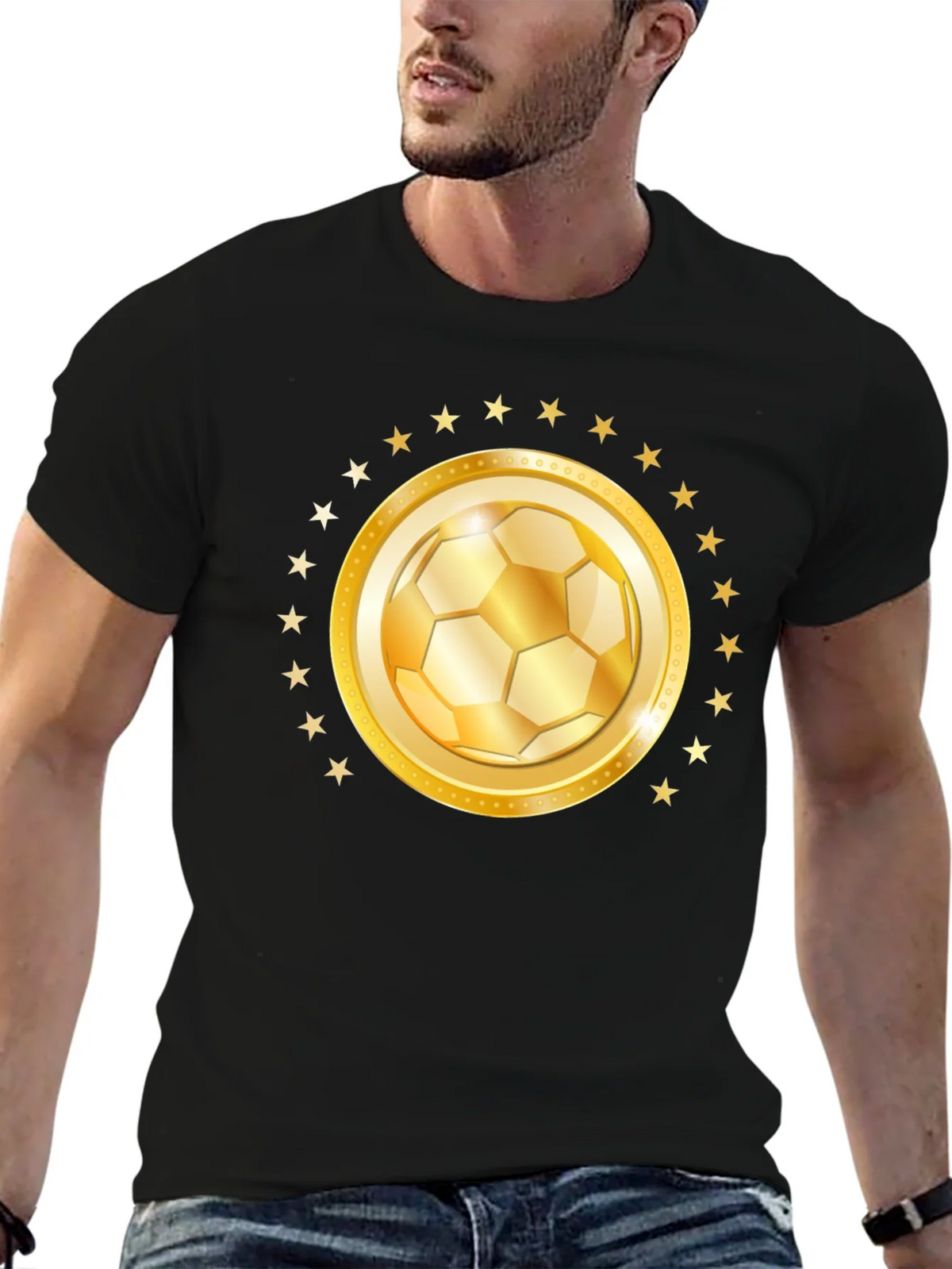 Golden Soccer Ball Star T-Shirt