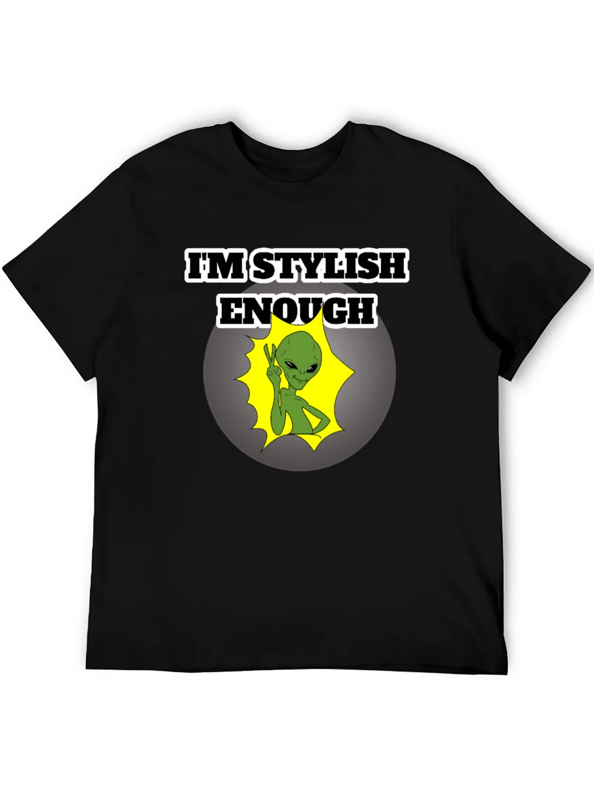 Stylish Alien Graphic T-Shirt - Mens Black Tee