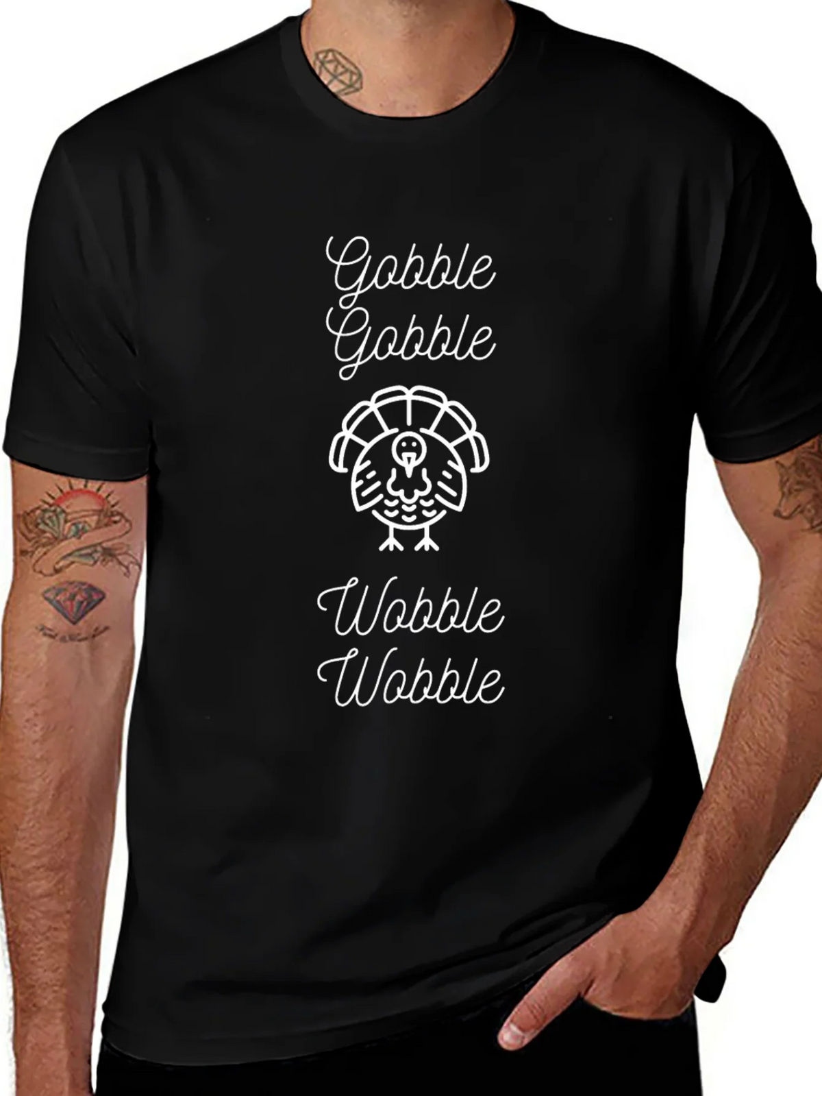 Gobble Wobble Turkey Graphic Tee - Thanksgiving Fun!