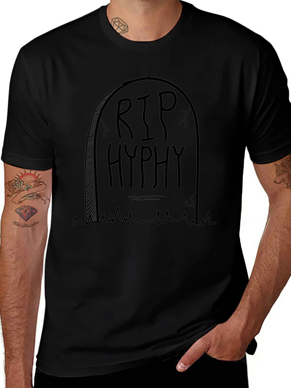 RIP Hyphy Tombstone Graphic Tee - Black