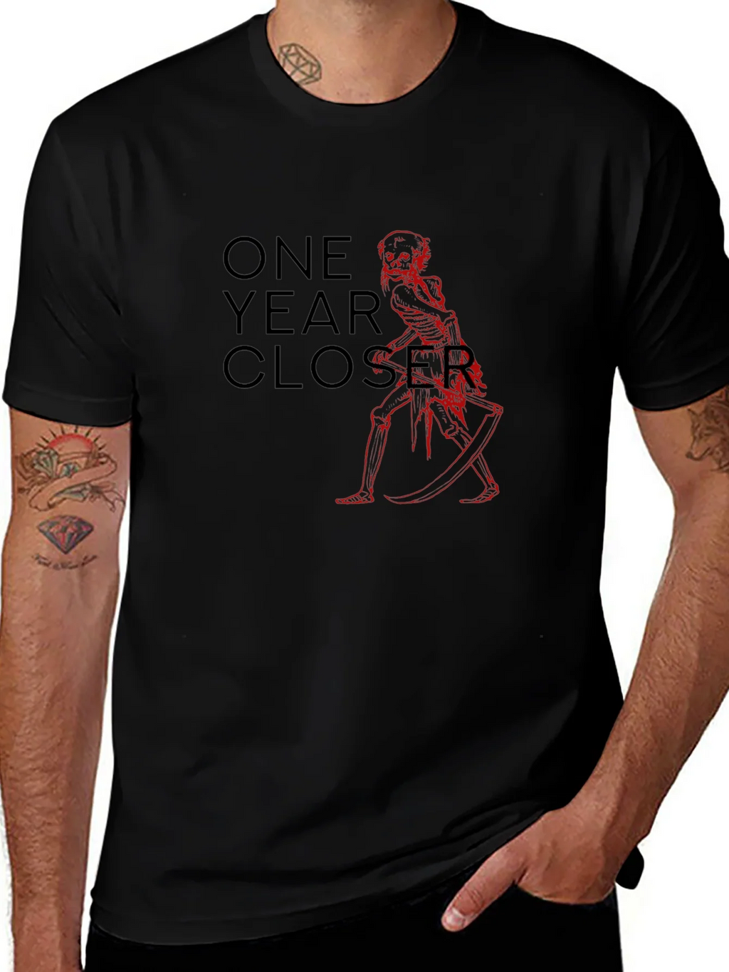 One Year Closer Black Graphic Tee