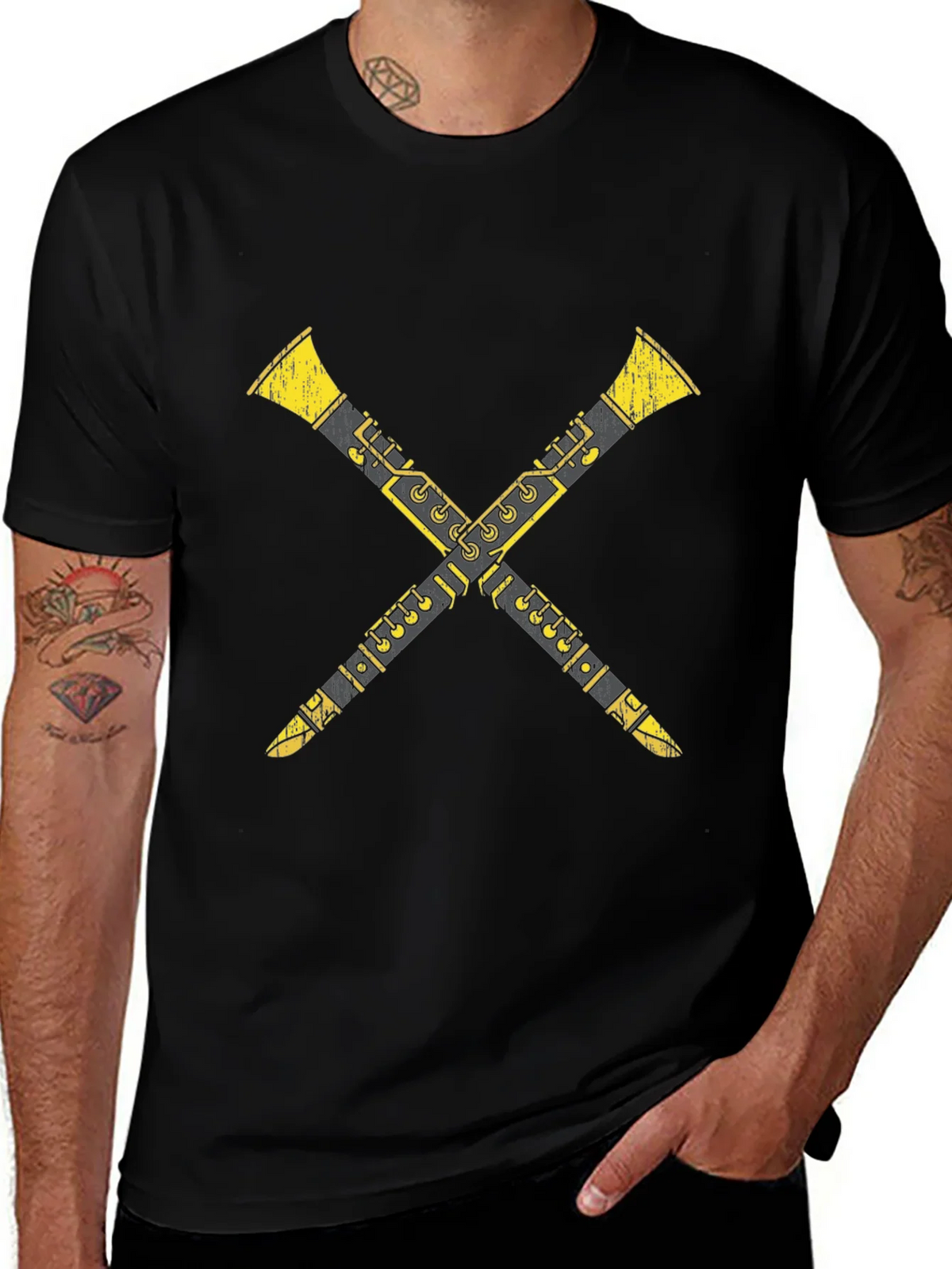Crossed Clarinets Graphic Tee - Musicians T-Shirt