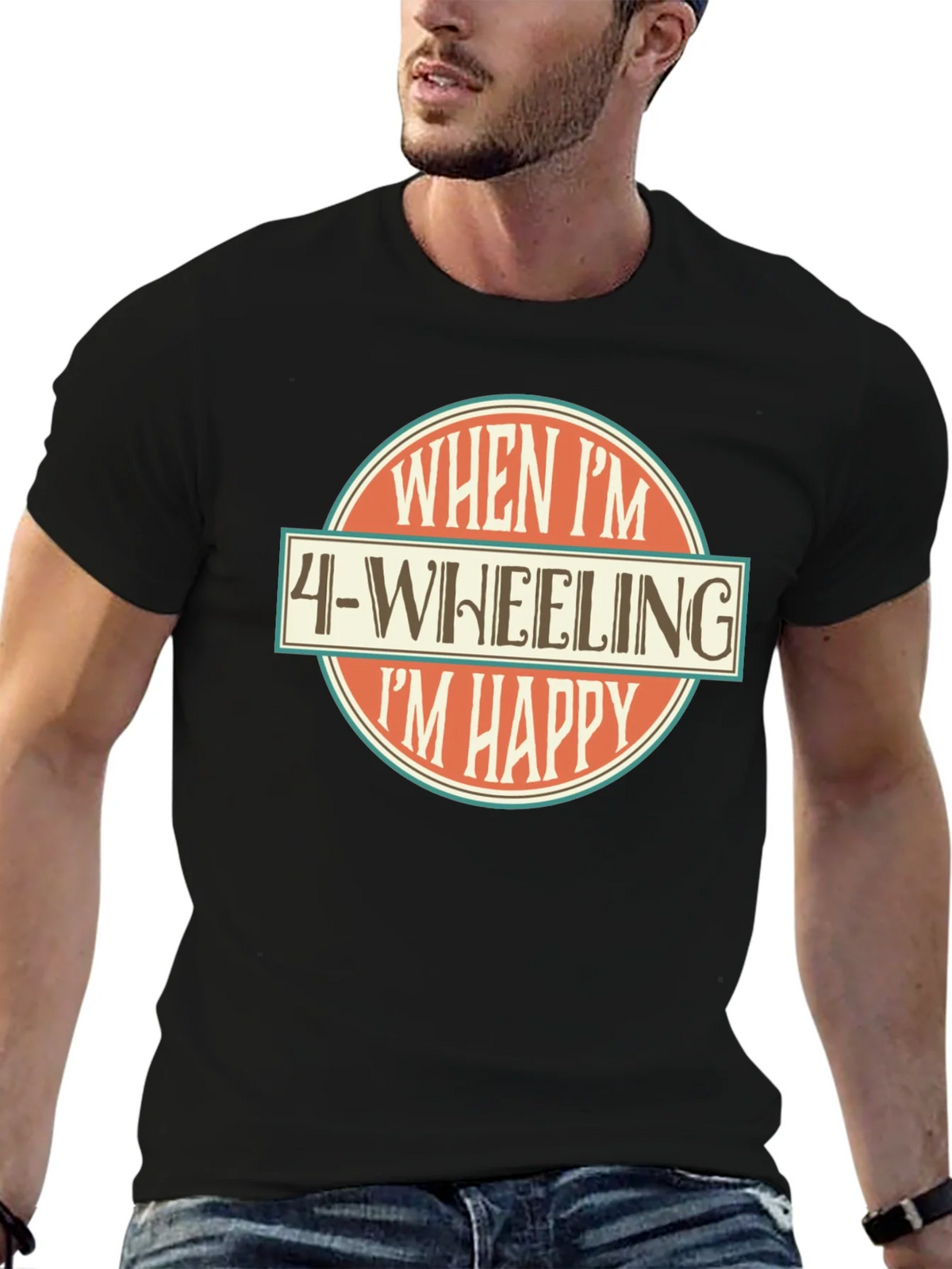 4-Wheeling Im Happy Graphic T-Shirt