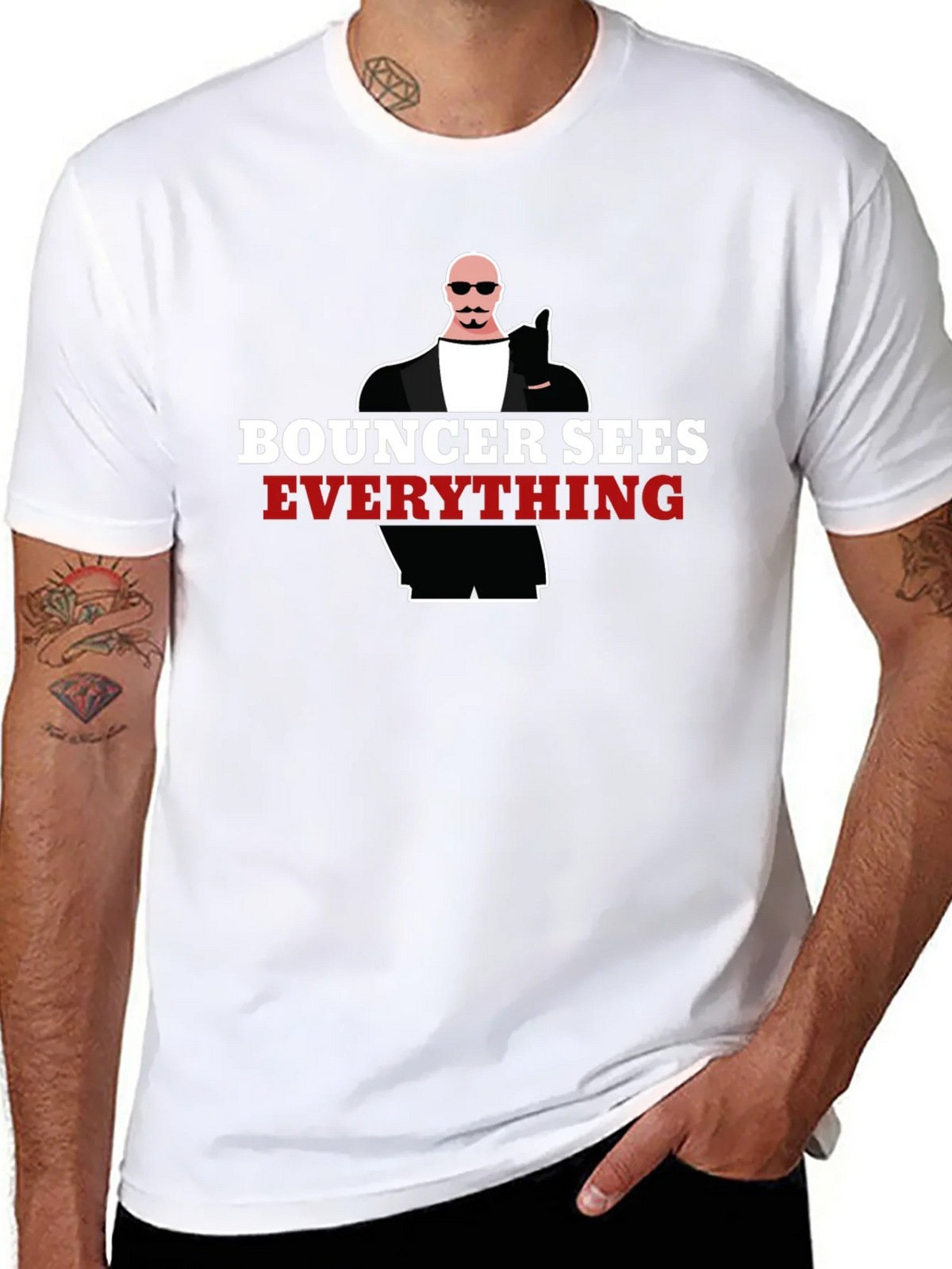 Bouncer Sees Everything Graphic Tee - Black