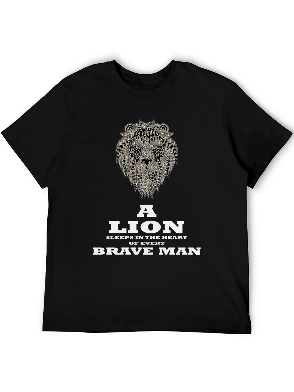 Lion Heart Brave Man Black Graphic T-Shirt