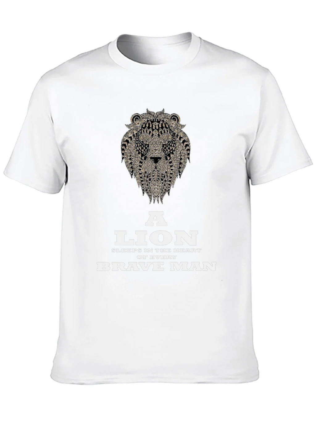 Lion Heart Brave Man Black Graphic T-Shirt