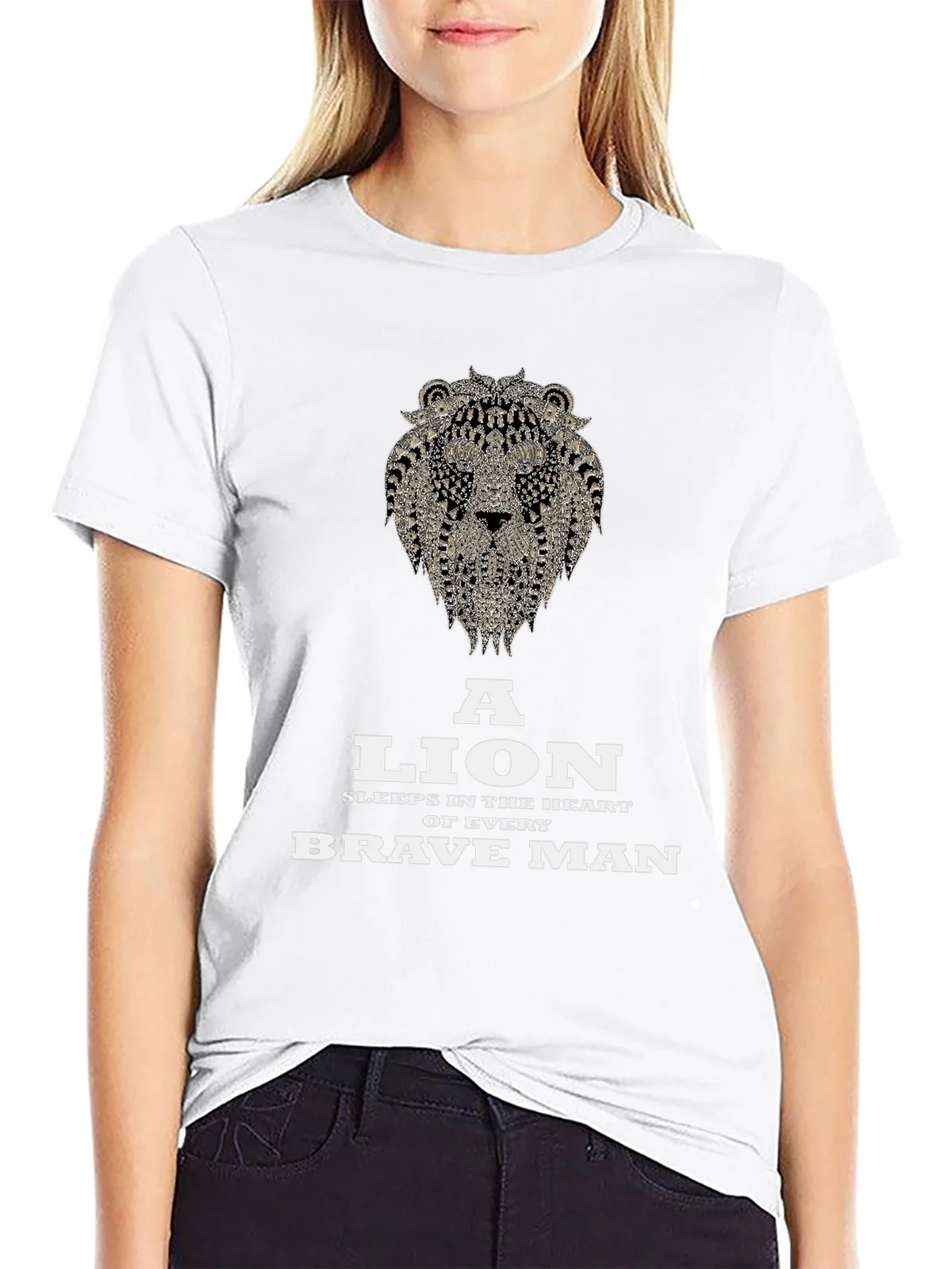Lion Heart Brave Man Black Graphic T-Shirt