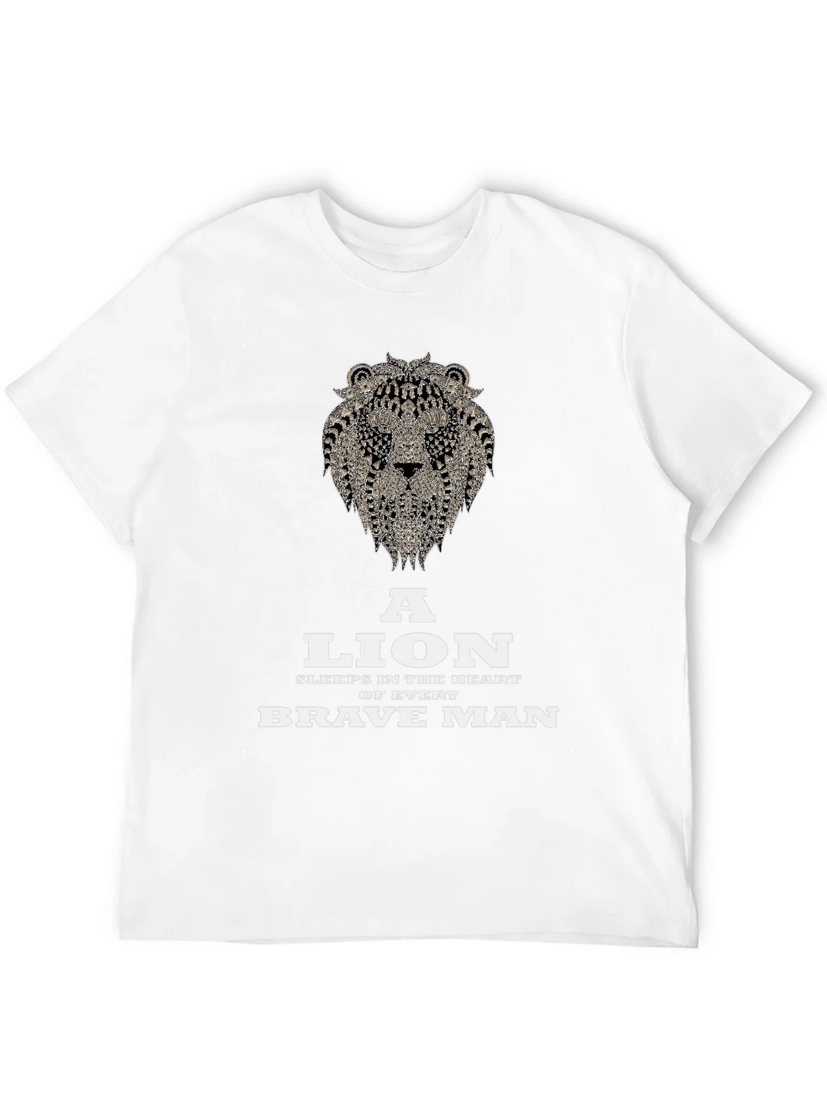 Lion Heart Brave Man Black Graphic T-Shirt