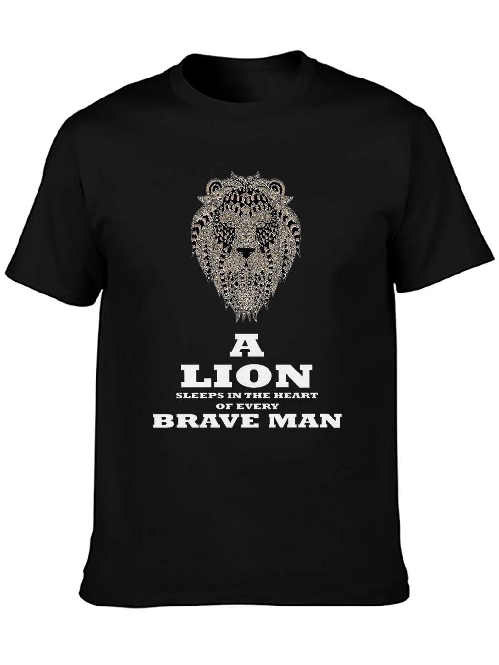 Lion Heart Brave Man Black Graphic T-Shirt