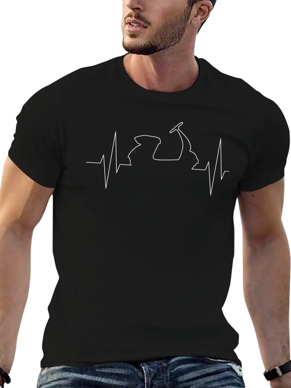 Scooter Heartbeat T-Shirt - Black Graphic Tee