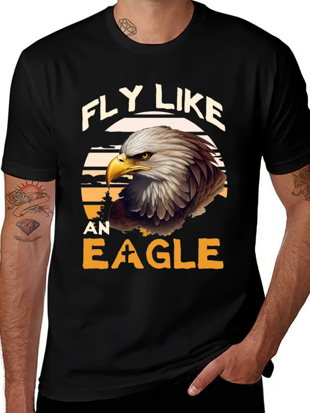 Fly Like an Eagle Graphic Tee - Black