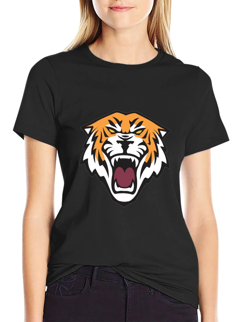 Mens Black T-Shirt with Tiger Graphic
