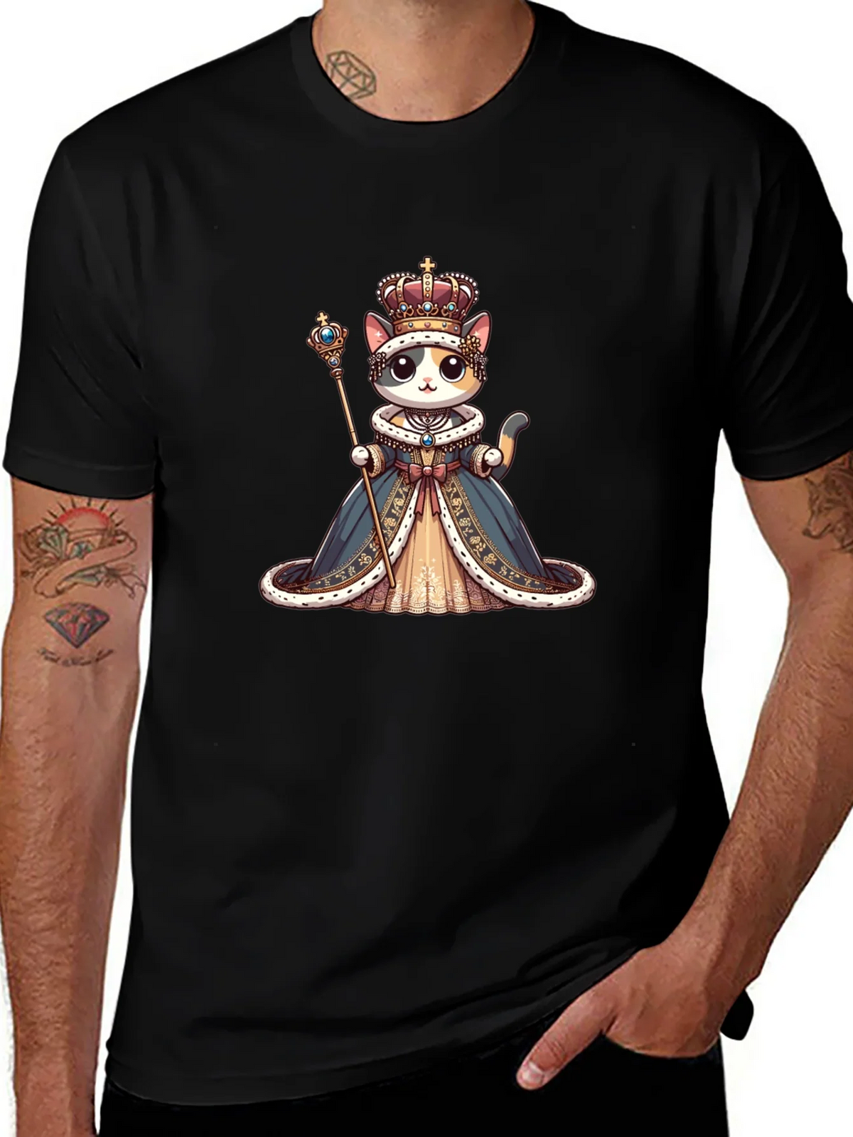 Cat Queen Graphic Tee - Royal Feline Style