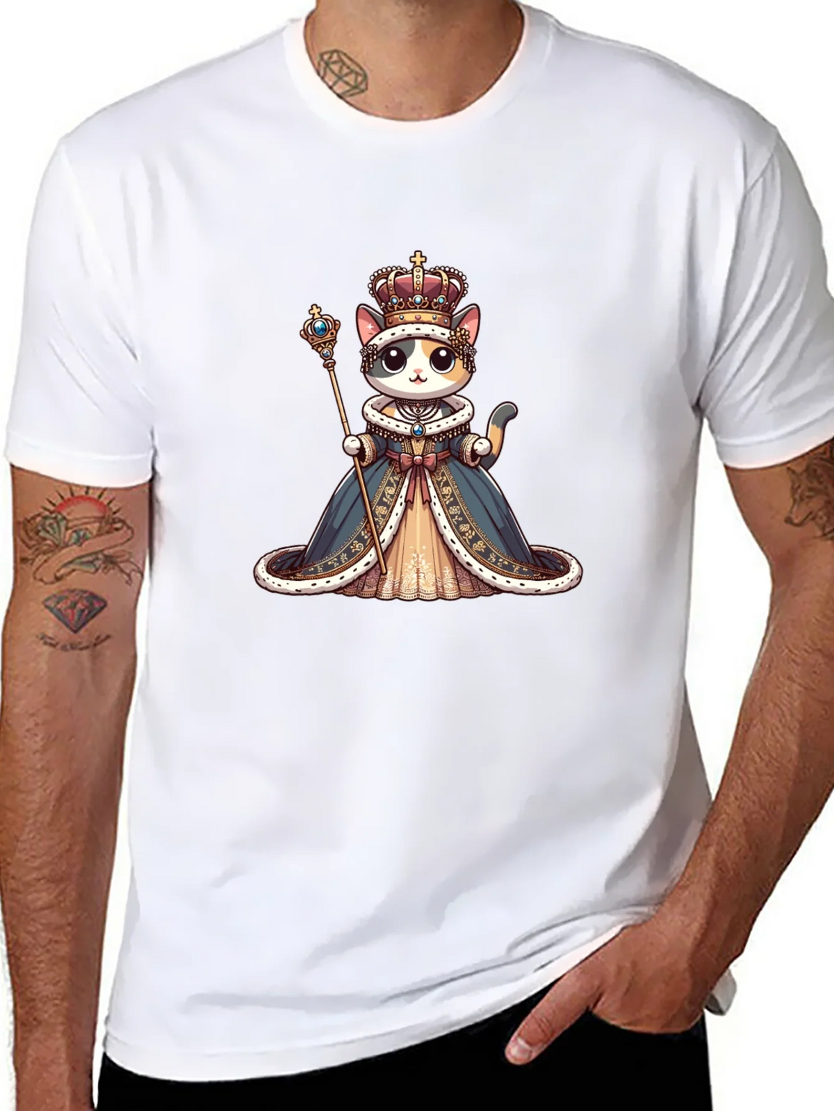 Cat Queen Graphic Tee - Royal Feline Style
