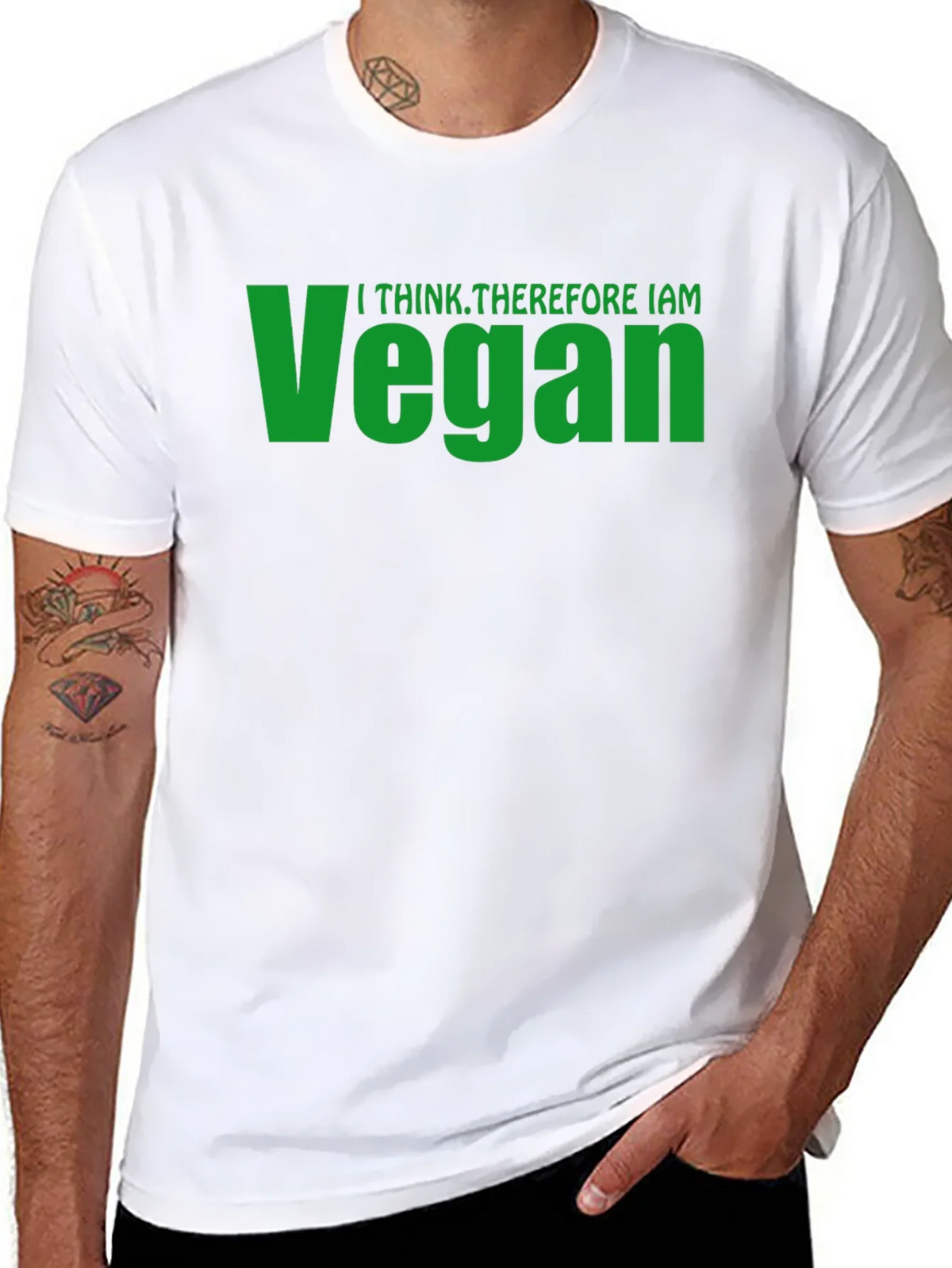 Vegan T-Shirt - I Think Therefore I Am - Black Tee