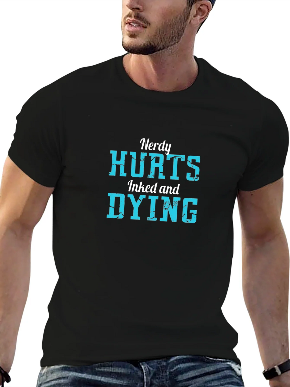 Nerdy Hurts Inked and Dying Black T-Shirt