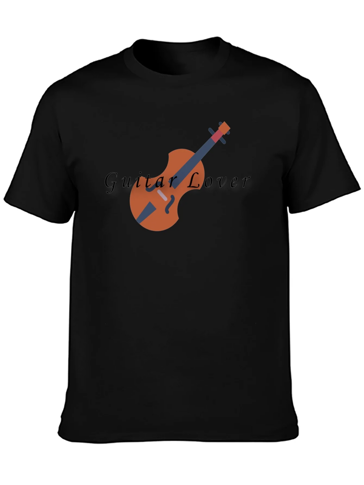Guitar Lover Graphic Print Black T-Shirt