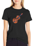 Guitar Lover Graphic Print Black T-Shirt