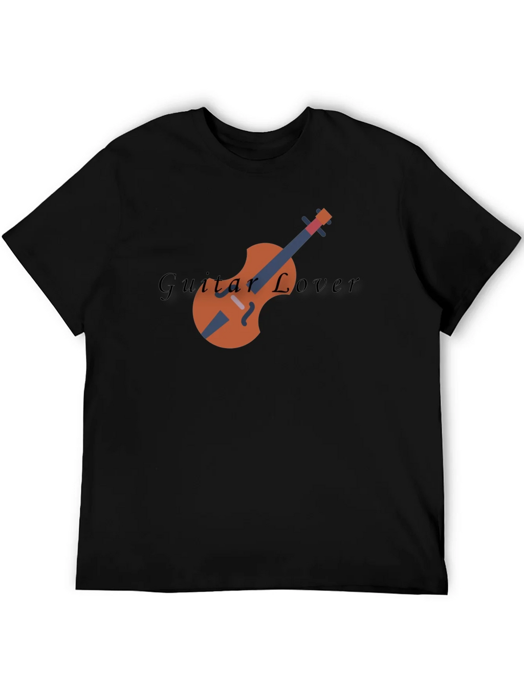 Guitar Lover Graphic Print Black T-Shirt