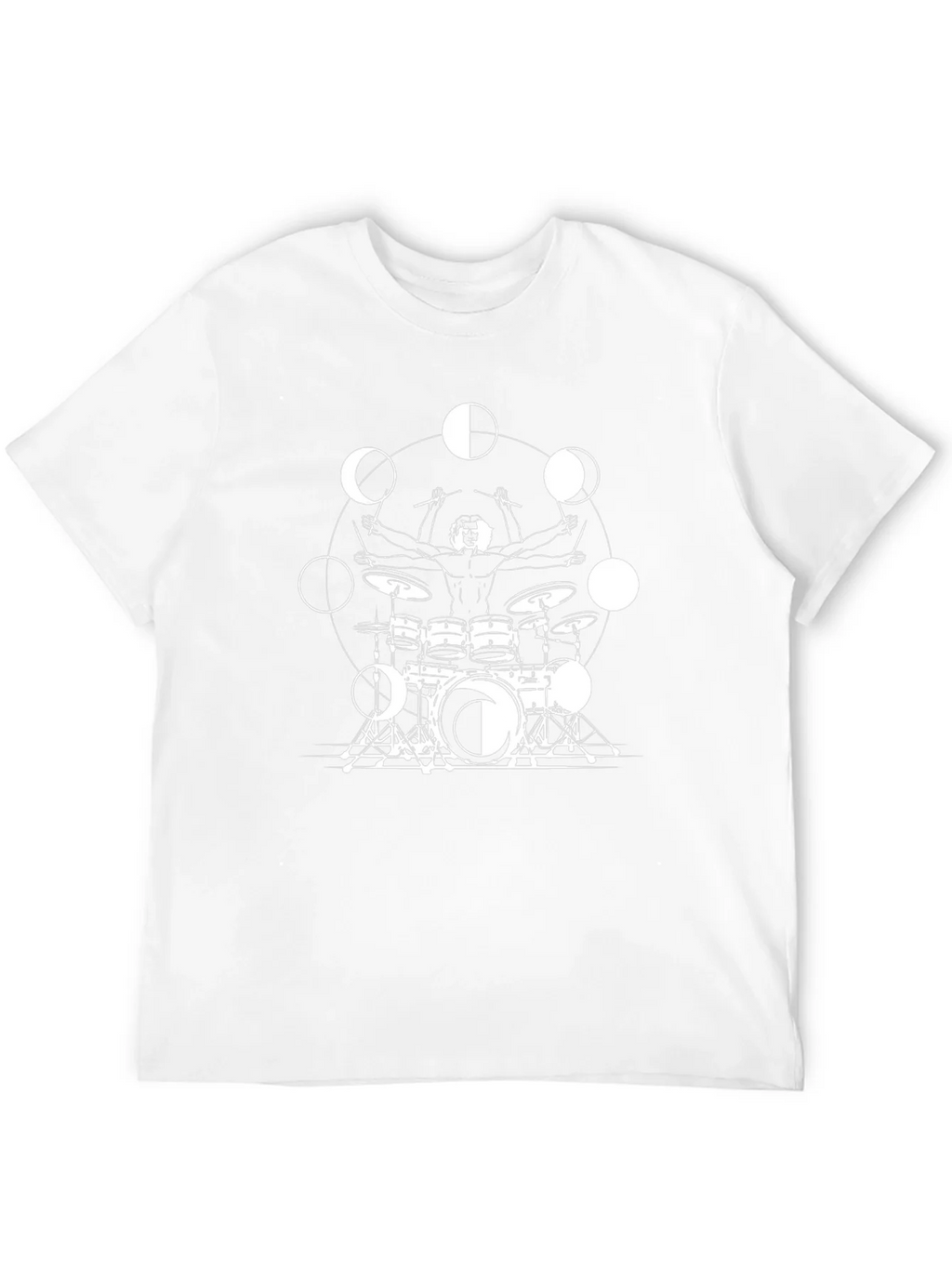 Drummer Moon Phases Graphic Black T-Shirt