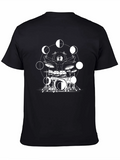 Drummer Moon Phases Graphic Black T-Shirt