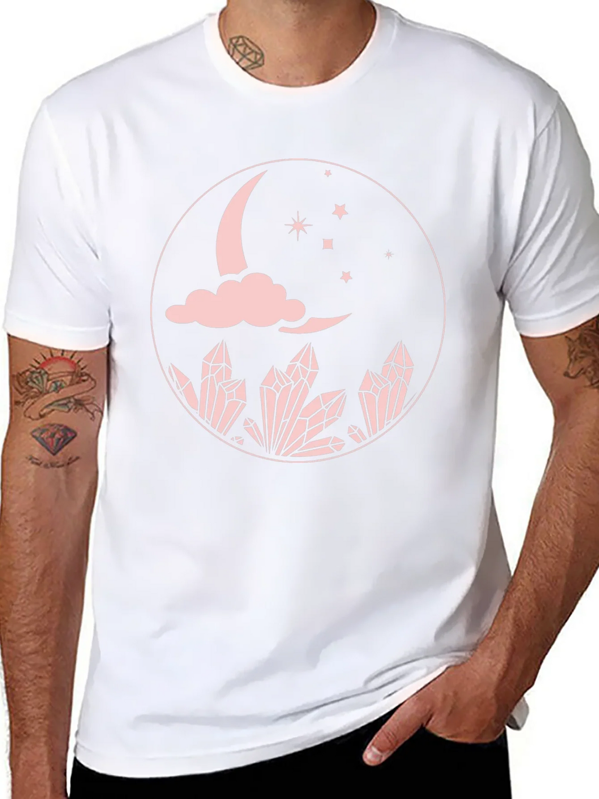 Moon Crystal Graphic Tee - Black Cotton Comfort Fit