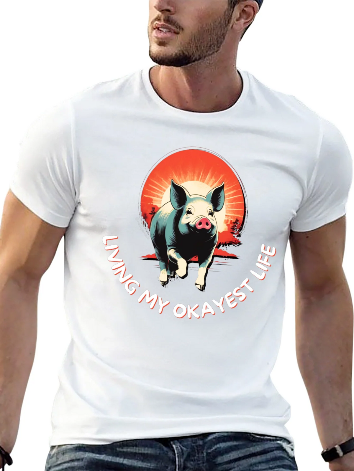 Living My Okayest Life Pig Graphic Tee