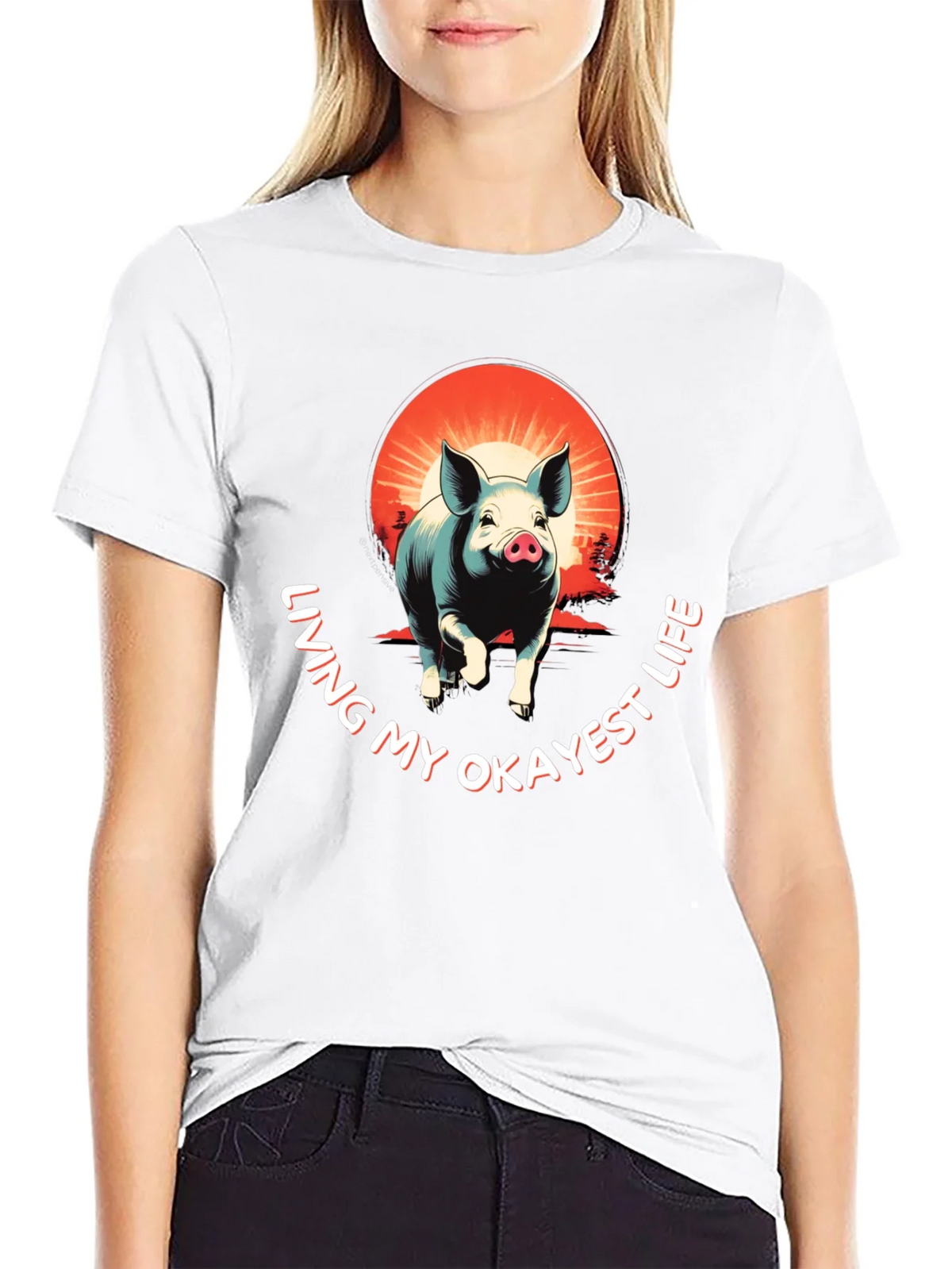 Living My Okayest Life Pig Graphic Tee