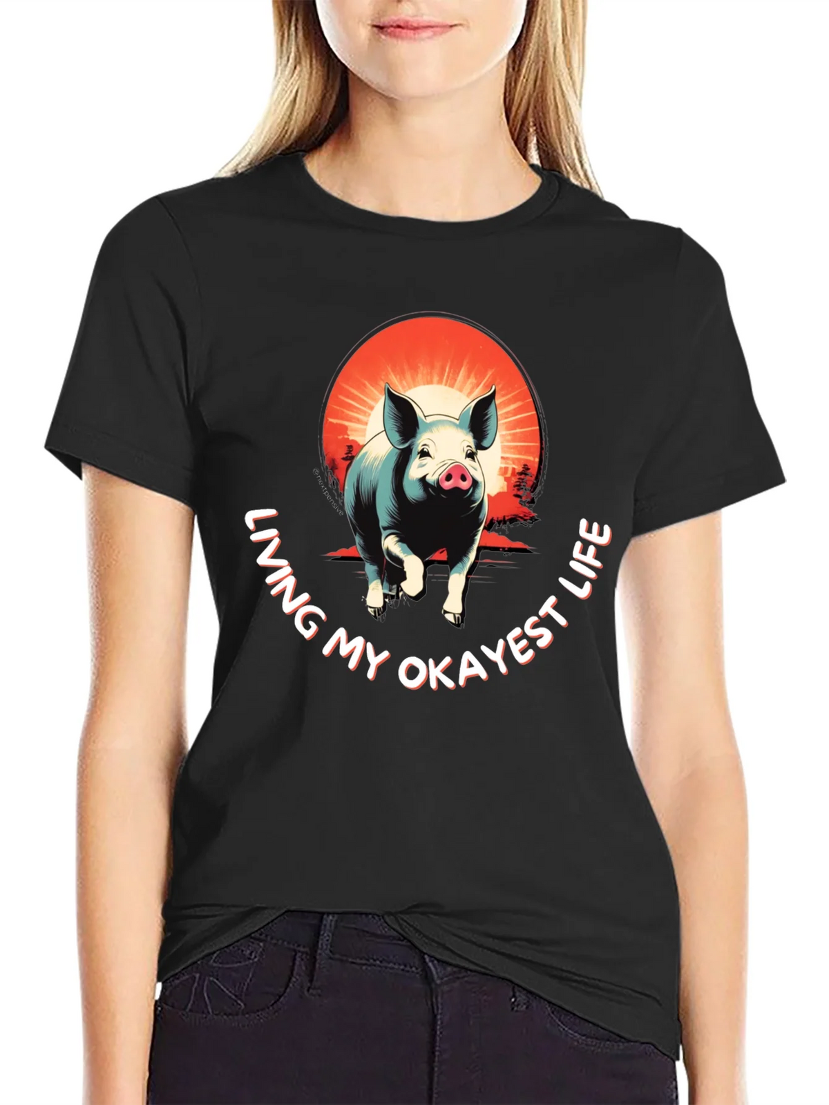 Living My Okayest Life Pig Graphic Tee