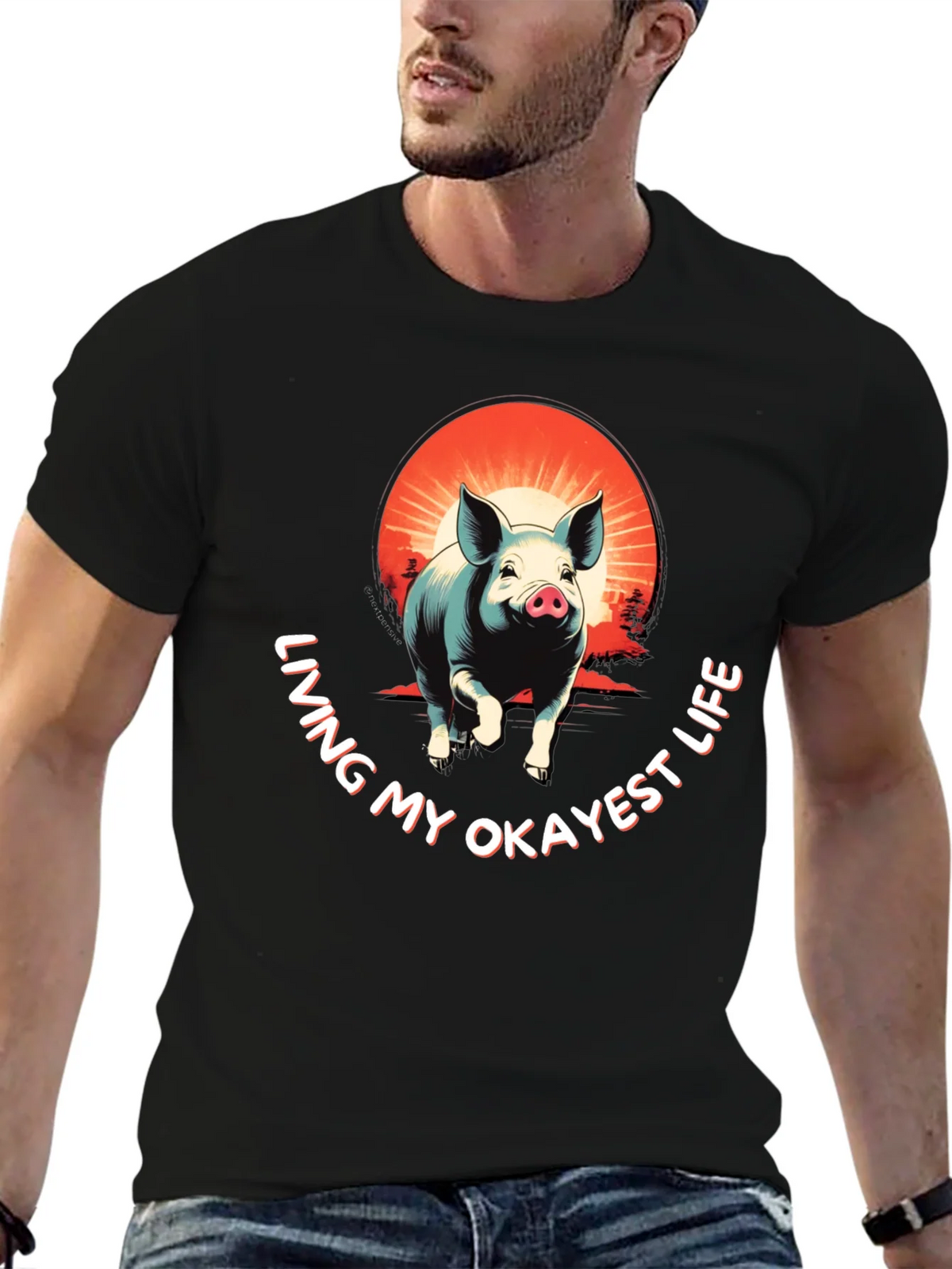 Living My Okayest Life Pig Graphic Tee